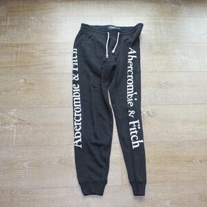 Abercrombie & Fitch fleece sweatpants with side logo in black